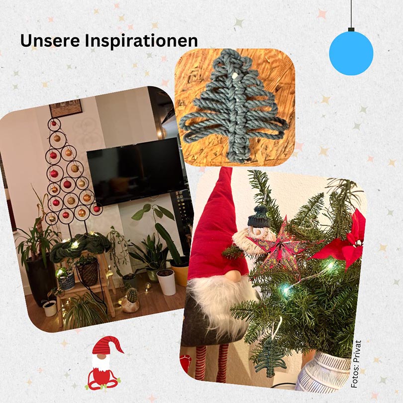 Collage mit weihnachtlicher Dekoration.