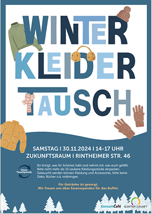 Plakat zur Kleidungstausch-Aktion mit Veranstaltungsdatum.
