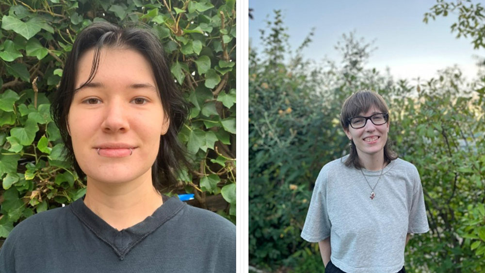 Zwei Portraitfotos von den Bundesfreiwilligen im Quartier Zukunft.