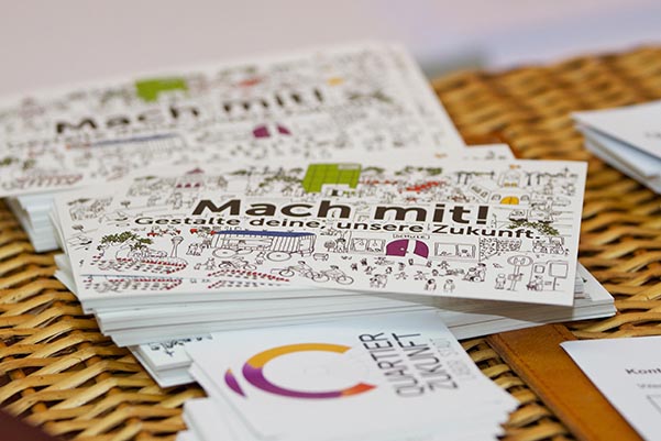 Postkarte mit dem Text „Mach mit! Gestalte deine Zukunft!“