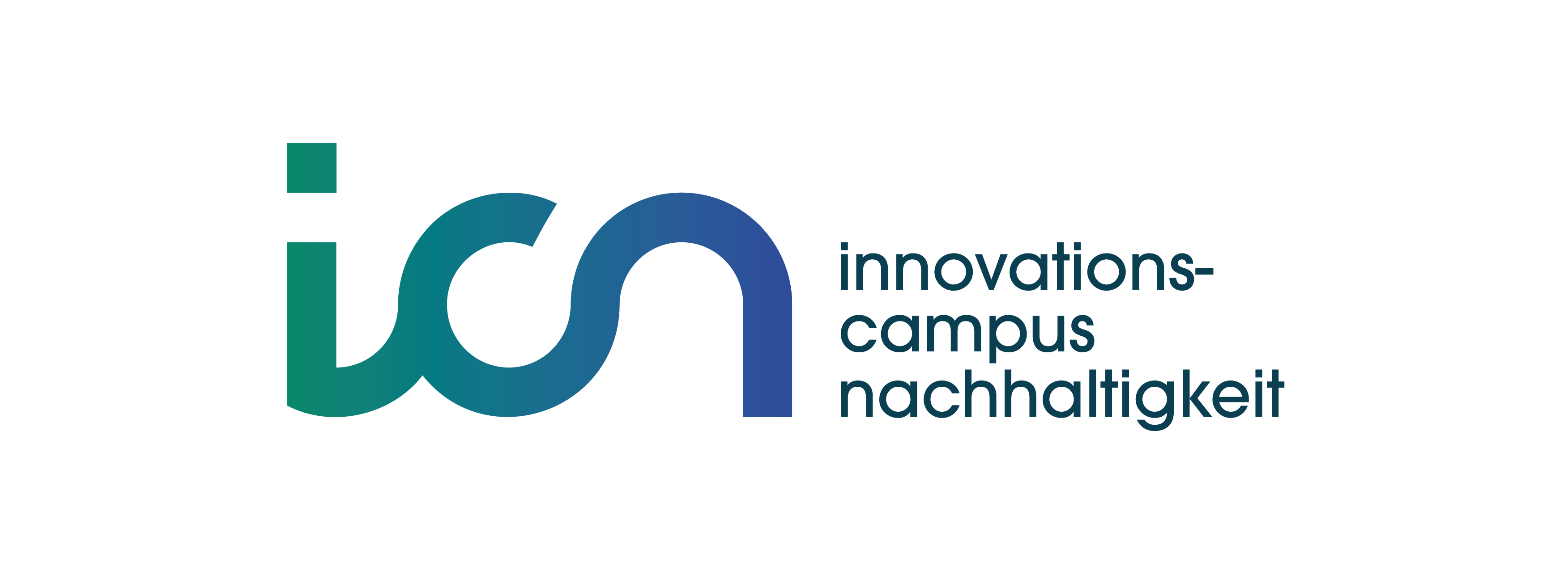 Logo des Innovationscampus Nachhaltigkeit mit blau-grünem Schriftzug "icn".
