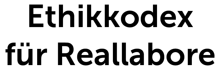 Text "Ethikkodex für Reallabore" in schwarzer Schrift auf weißem Hintergrund.